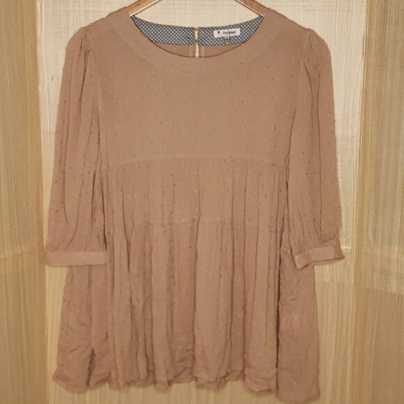 Ivy May Boho Taupe Blush Textured Oversized Top - Picture 1 of 8